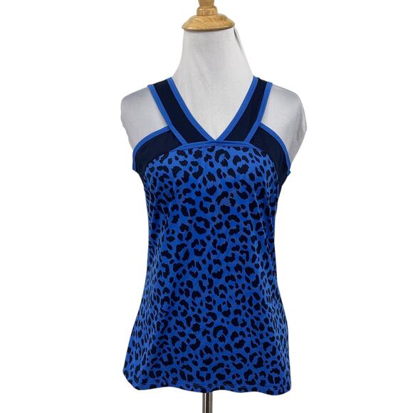 Tail Tank Top Womens S Small Blue Black Fall Giza Leopard Print V Neck Tennis - Picture 1 of 10